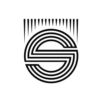 Letter S in the shield and circle with monogram style Stock Illustration