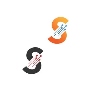 Letter S  simple  tech logo with circuit lines style icon Stock Illustration