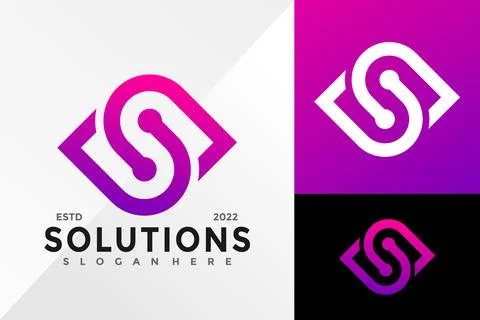 Letter S Solution Technology Logo Design Vector illustration template Illustrazione stock