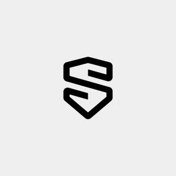 Letter S SS Shield Logo Design Simple Vector Stock Illustration