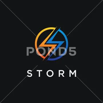 Letter S for storm logo icon vector template on black background ...
