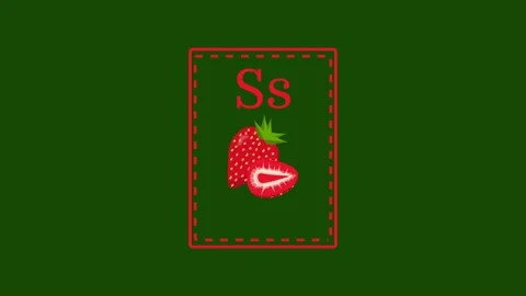 Letter s for strawberry 2d cartoon style card Stock Footage 285992274