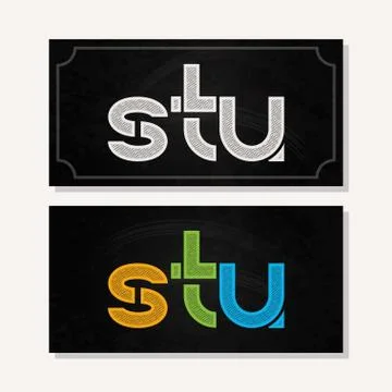 Letter S T U logo alphabet chalk icon set background Stock Illustration