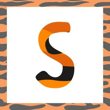 Letter S with tiger pattern Stock Illustration