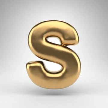 Letter S uppercase on white background. Golden 3D rendered font with gloss me Stock Illustration