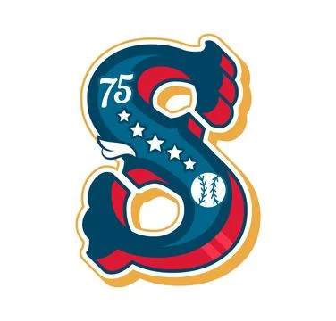 Letter s varsity sport patch label or badge Illustrazione stock