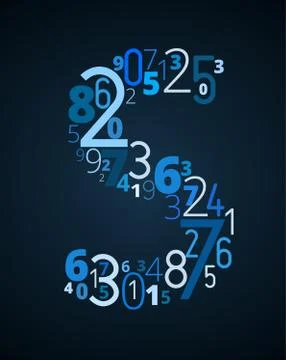 Letter S, vector font from numbers Stock Illustration