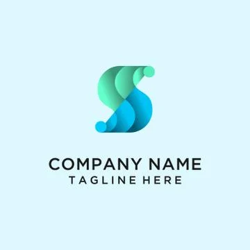 Letter S with wave shape and gradient logo Stock Illustration