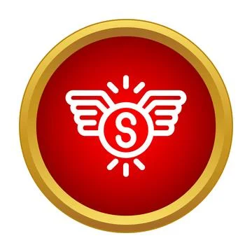 Letter s in winged circle icon on red background Stock Illustration