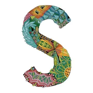 Letter S zentangle. Vector decorative object Stock Illustration