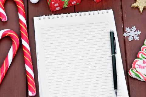 Letter for Santa on notebook 스톡 사진