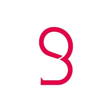 Letter sb abstract red simple curves logo vector Stock Illustration