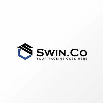 Letter SC or CS font on hexagon with roof house. Related to monogram property Illustrazione stock