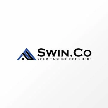 Letter SC or CS font on triangle like roof house. Related to monogram property Stock Illustration