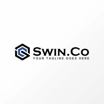 Letter SC or CS font on hexagon with line out. Related initial monogram sport Stock Illustration