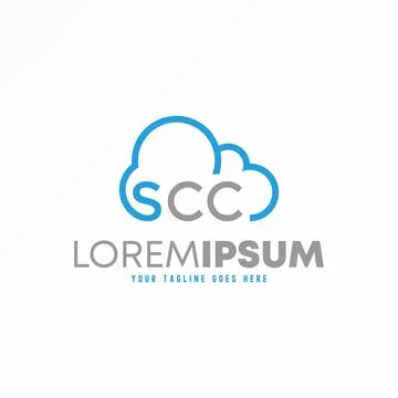Letter SCC logo. Cloud vector line art design concept. Stock Illustration