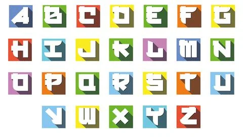 Letter set abc font, alphabet - colorful bold letters Stock Illustration