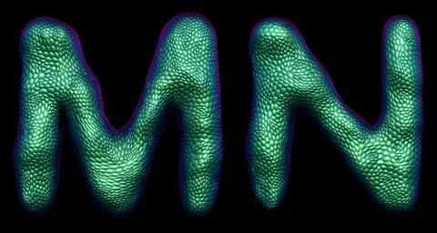 Letter set A, B made of realistic 3d render natural green snake skin texture. Illustrazione stock