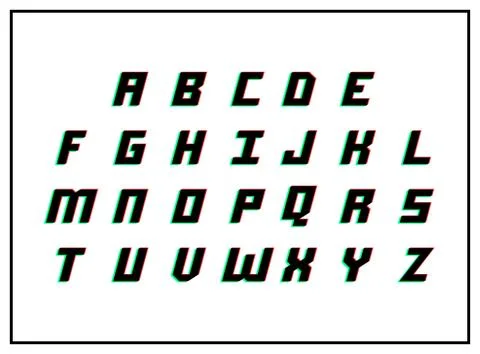 Letter set , vector desing font .Dynamic, split-color, shadow of  number red, Stock Illustration