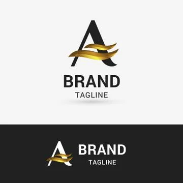 Letter A Shape Gold Logo Stock Illustration