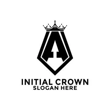Letter A Shield With Crown Logo design, Initial Letter Logo design template Stock Illustration