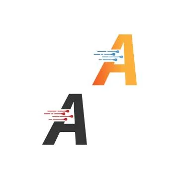 Letter A  simple  tech logo with circuit lines style icon Stock Illustration