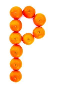 Letter solved with tangerines Stock Photos
