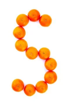 Letter solved with tangerines Stock Photos