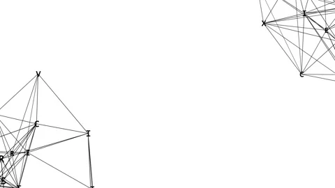 Letter structures in the corners of the screen on a white background.Animated Stock Footage 104403096