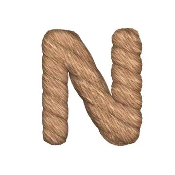 Letter stylized in the form of a rope - 3D render Stock Illustration