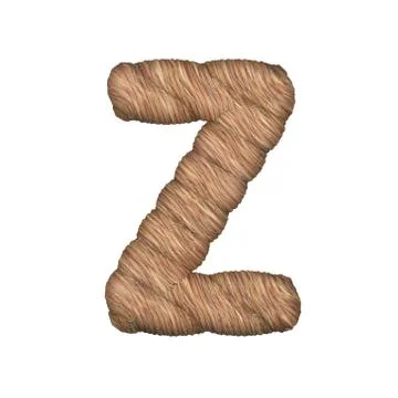 Letter stylized in the form of a rope - 3D render Stock Illustration