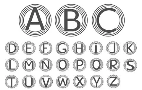 Letter symbol in circle set Illustrazione stock