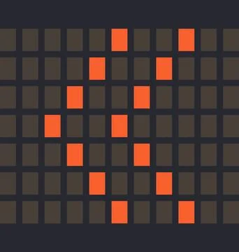 Letter Symbol Left Shift Led orange color and a dark background, Vector ill.. Stockillustratie