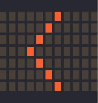 Letter Symbol Less Than Led orange color and a dark background, Vector illu.. Stockillustratie