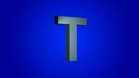 The letter T 3-D rotating on a blue background Stock Footage 114240701