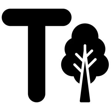 Letter T alphabet with tree vector icon 库存插图