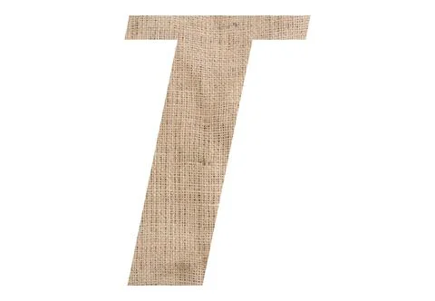 Letter T with burlap texture on white background 스톡 일러스트