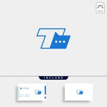 Letter T Chat Logo Template Vector Design Stock Illustration