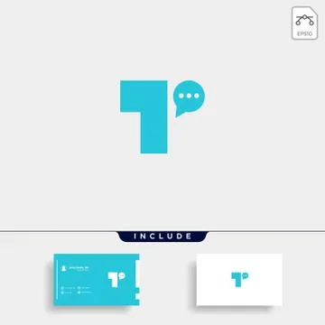 Letter T Chat Logo Template Vector Design Stock Illustration