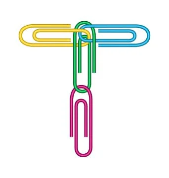 Letter t with clips 스톡 일러스트