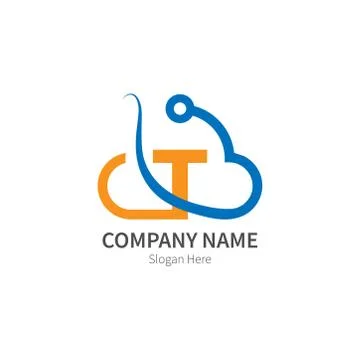 Letter T  combined with cloud technology icon logo Illustrazione stock