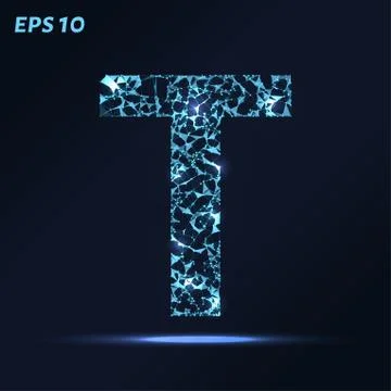 The letter T consists of points, lines and triangles. Vector illustration. Stock Illustration