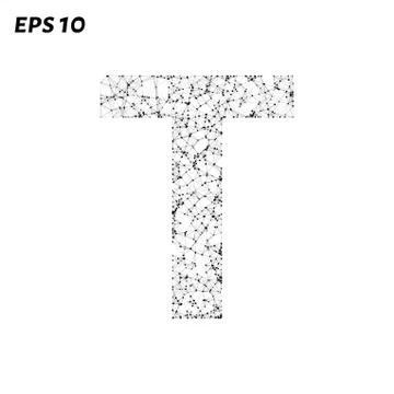 The letter T consists of points, lines and triangles. Vector illustration. Stock Illustration