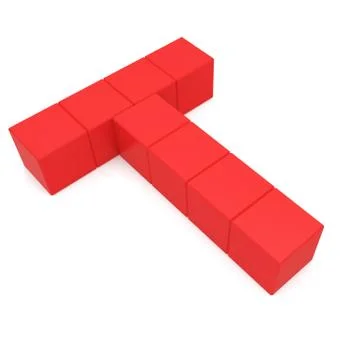 Letter t cubic red Stock Illustration