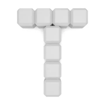 Letter t cubic white Stock Illustration