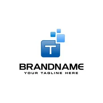Letter T Digital Pixel Square Symbol Vector design template 库存插图
