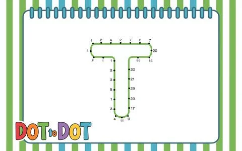Letter T dot to dot activity with numbers and letters Stock Illustration