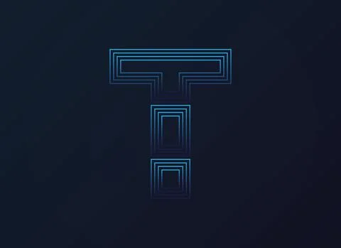 Letter T font, digital technology design, network concept.  Vector illustrati Stock Illustration