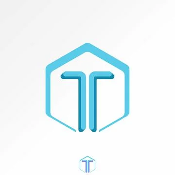 Letter T font split line with hexagon tech sport automotive branding powerful Stock Illustration
