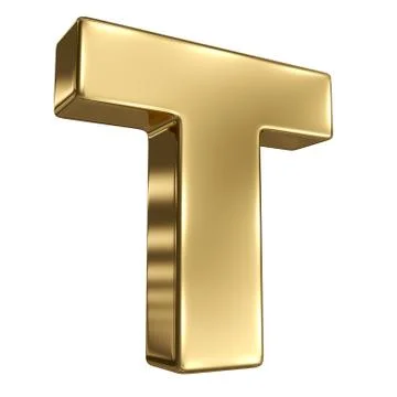 Letter t from gold solid alphabet 스톡 일러스트